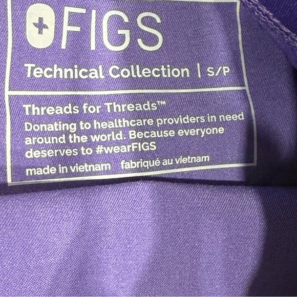 Figs Women's Purple Cargo Scrubs with Pink Drawstring - Picture 2 of 8